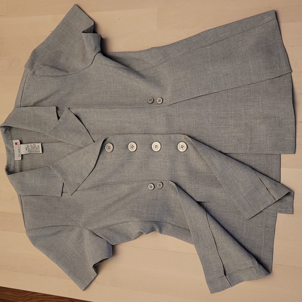 Vintage 1980s Scarlet Pleated Grey Pantsuit with Slit and Button Details - Picture 10 of 16